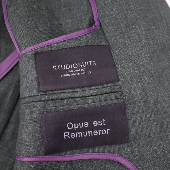 Studiosuits Sport Coat mens 40 Solbiati Tolomeo Linen Double Breasted peak lapel - Picture 13 of 16